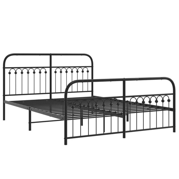 vidaXL Cadre de lit m&eacute;tal sans matelas avec pied de lit noir 150x200cm