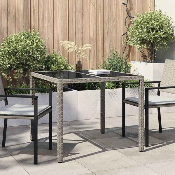vidaXL Table de jardin pour repas Gris 90 x 90 x 75 cm polyrotin