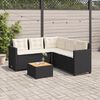 vidaXL Canap&eacute; de jardin avec table et coussins en forme de L noir
