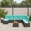 vidaXL Ensemble de canap&eacute; de jardin avec coussin 9 pcs Noir Poly rotin