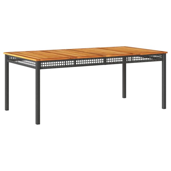 vidaXL Table de jardin noir 180x90x75 cm r&eacute;sine tress&eacute;e et bois acacia