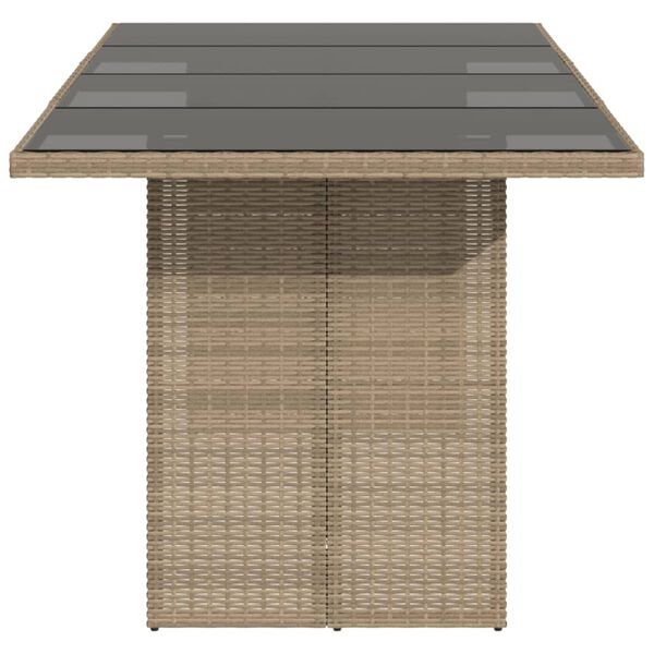 vidaXL Table de jardin dessus en verre beige 190x80x74 cm