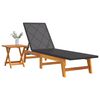 vidaXL Chaise longue avec table R&eacute;sine tress&eacute;e et bois massif d'acacia