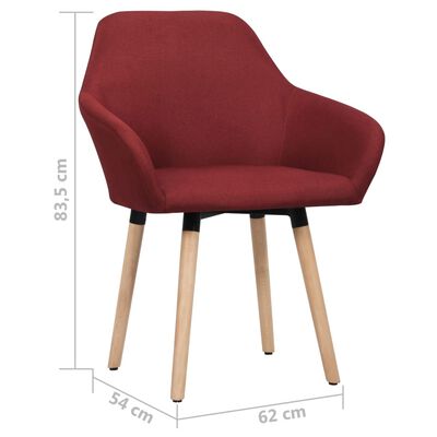 vidaXL Chaises à manger lot de 2 rouge bordeaux tissu