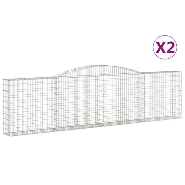 vidaXL Paniers &agrave; gabions arqu&eacute;s 2 pcs 400x30x100/120 cm Fer galvanis&eacute;