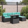 vidaXL Salon de jardin 6 pcs avec coussins noir r&eacute;sine tress&eacute;e acacia