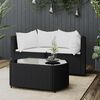vidaXL Salon de jardin 3 pcs avec coussins Noir R&eacute;sine tress&eacute;e