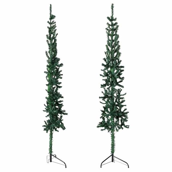 vidaXL Demi sapin de No&euml;l artificiel mince avec support Vert 180 cm