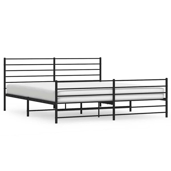 vidaXL Cadre de lit m&eacute;tal sans matelas avec pied de lit noir 193x203cm