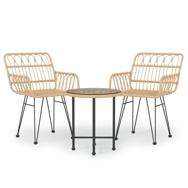 vidaXL Ensemble &agrave; manger de jardin 3 pcs R&eacute;sine tress&eacute;e