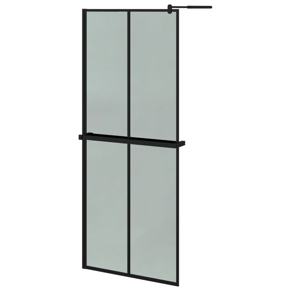 vidaXL Paroi de douche avec étagère Noir 80x195 cm Verre ESG&Aluminium