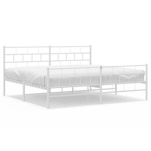 vidaXL Cadre de lit m&eacute;tal sans matelas et pied de lit blanc 183x213 cm