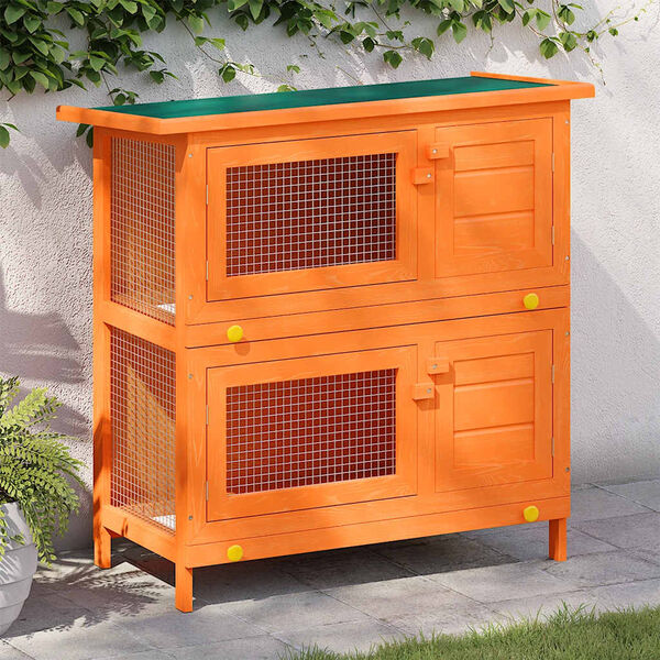 vidaXL Clapier d'ext&eacute;rieur Cage animaux petits 4 portes Bois