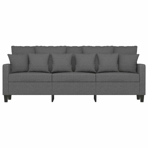 vidaXL Canap&eacute; &agrave; 3 places Gris fonc&eacute; 180 cm Tissu