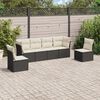 vidaXL Salon de jardin 6 pcs avec coussins noir r&eacute;sine tress&eacute;e