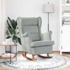 vidaXL Fauteuil &agrave; bascule &agrave; oreilles en velours gris clair bois massif