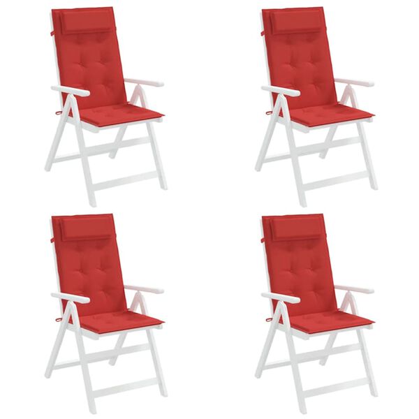 vidaXL Coussins de chaise &agrave; dossier haut lot de 4 rouge tissu oxford