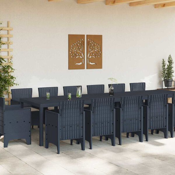 vidaXL Ensemble de salle à manger pour jardin 15 pcs Anthracite