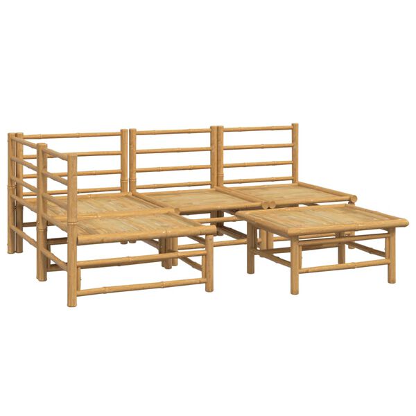 vidaXL Salon de jardin 5 pcs avec coussins gris clair bambou