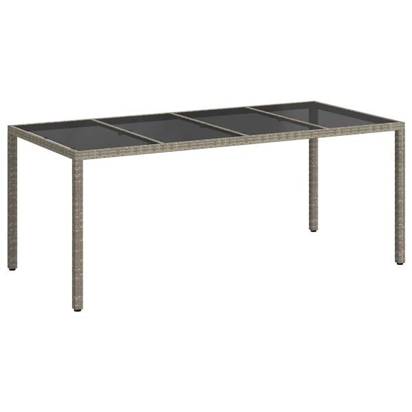 vidaXL Table de jardin Gris 190x90x75 cm Verre tremp&eacute;/r&eacute;sine tress&eacute;e