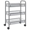 vidaXL Chariot de cuisine &agrave; 3 niveaux Gris 46x26x64 cm Fer