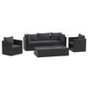 vidaXL Salon de jardin 7 pcs avec coussins R&eacute;sine tress&eacute;e Noir
