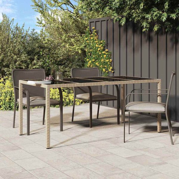 vidaXL Table de jardin pour repas Beige 190 x 90 x 75 cm Poly rotin