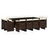 vidaXL Ensemble &agrave; manger de jardin avec coussins 13 pcs marron rotin
