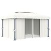 vidaXL Tonnelle avec rideau 4x3 m Blanc cr&egrave;me Aluminium