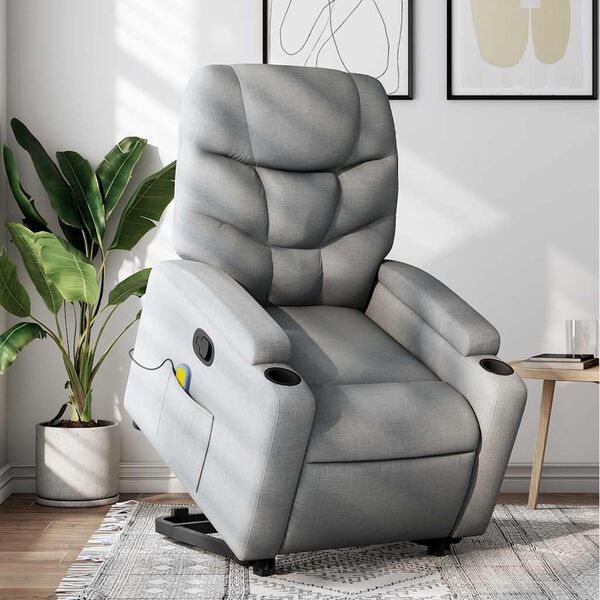 vidaXL Fauteuil inclinable de massage gris clair tissu