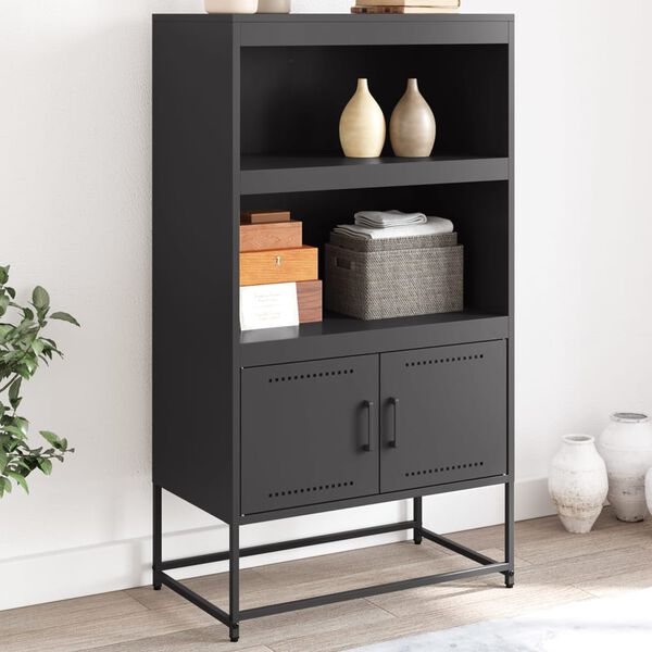 vidaXL Buffet haut noir 68,5x38,5x123,5 cm acier