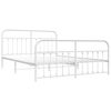 vidaXL Cadre de lit m&eacute;tal sans matelas et pied de lit blanc 183x213 cm