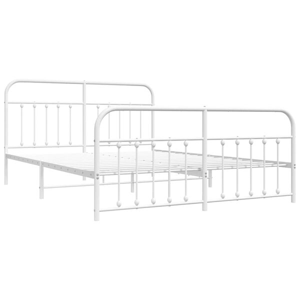 vidaXL Cadre de lit m&eacute;tal sans matelas et pied de lit blanc 183x213 cm