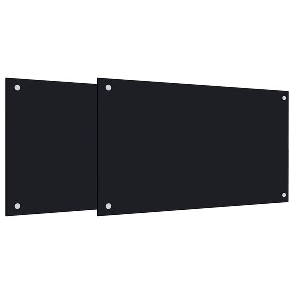 vidaXL Dosserets de cuisine 2 pcs noir 70x60 cm verre tremp&eacute;
