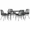 vidaXL Ensemble &agrave; manger de jardin et coussins 5 pcs noir rotin verre