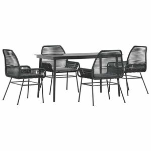 vidaXL Ensemble &agrave; manger de jardin et coussins 5 pcs noir rotin verre