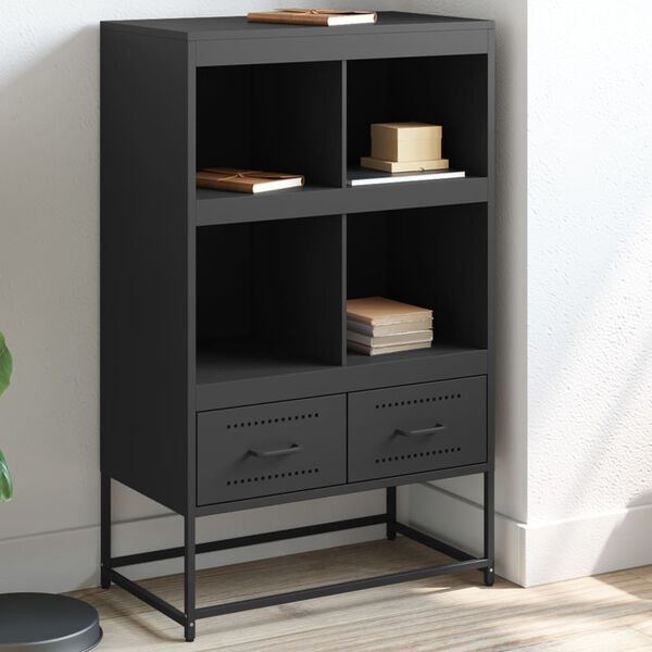 vidaXL Buffet haut noir 68x39x111,5 cm acier