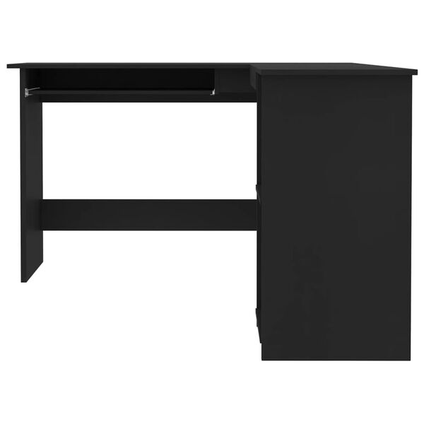 vidaXL Bureau d'angle en forme de L Noir 120x140x75cm bois ingénierie