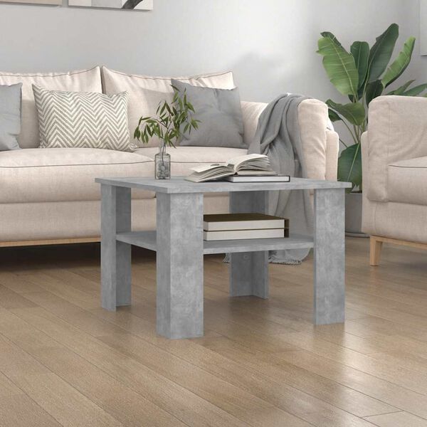 vidaXL Table basse Gris b&eacute;ton 60x60x42 cm Bois d&rsquo;ing&eacute;nierie
