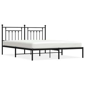 vidaXL Cadre de lit m&eacute;tal sans matelas avec t&ecirc;te de lit noir 183x213cm