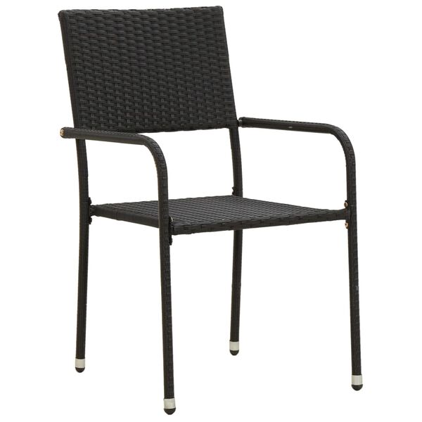 vidaXL Mobilier &agrave; d&icirc;ner d'ext&eacute;rieur 5 pcs R&eacute;sine tress&eacute;e Noir
