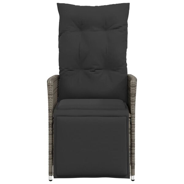 vidaXL Chaises inclinables de jardin lot de 2 et coussins gris rotin