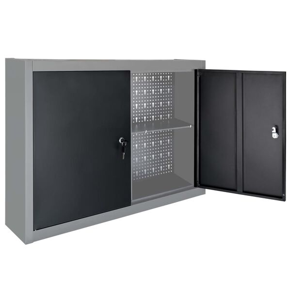 vidaXL Armoire à outils murale Style Industriel Métal Gris et noir