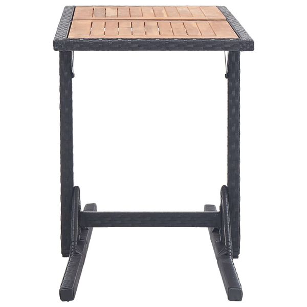 vidaXL Table de jardin Noir Bois d'acacia solide et r&eacute;sine tress&eacute;e