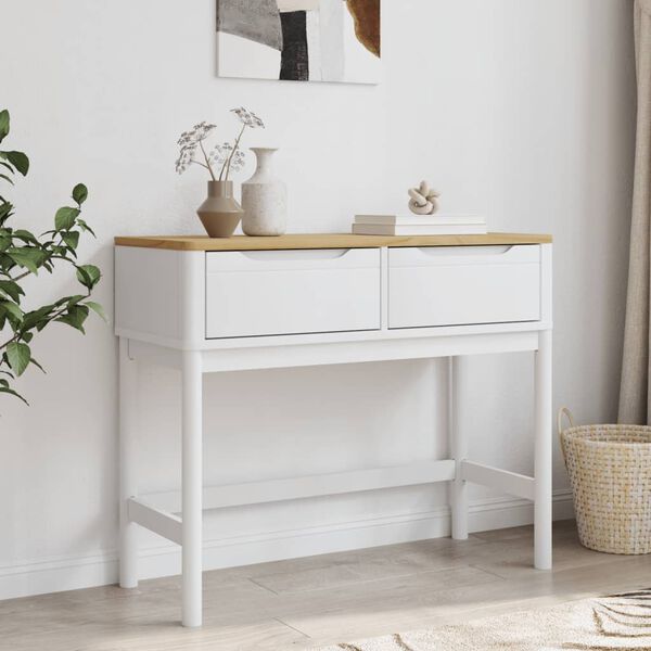 vidaXL Table console FLORO blanc 89,5x36,5x73 cm bois de pin massif
