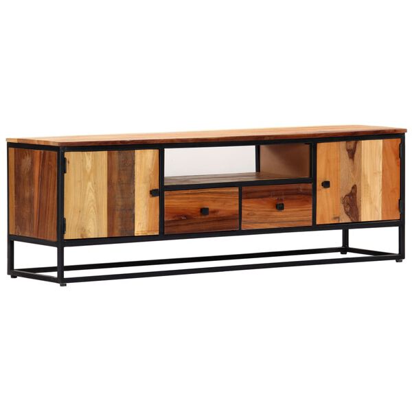 vidaXL Meuble TV 120 x 30 x 40 cm Bois de r&eacute;cup&eacute;ration massif et acier