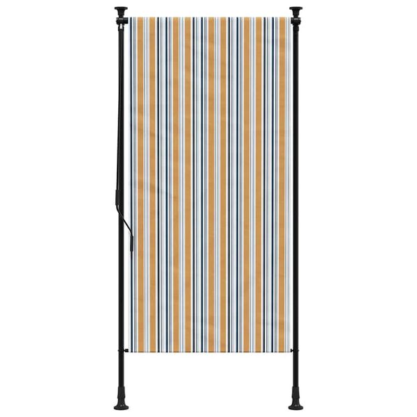 vidaXL Store roulant d'ext&eacute;rieur jaune et blanc 120x270 cm tissu acier