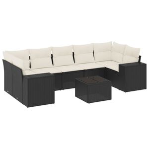 vidaXL Salon de jardin 8 pcs avec coussins noir r&eacute;sine tress&eacute;e