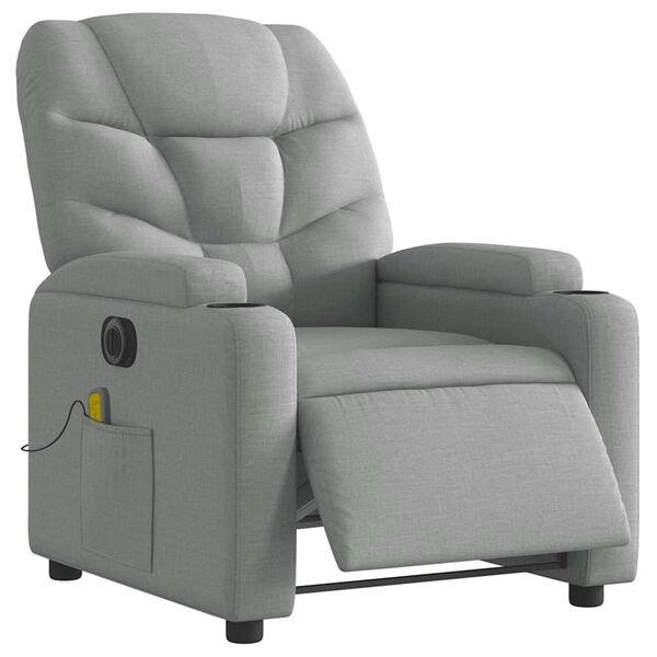 vidaXL Fauteuil inclinable de massage &eacute;lectrique gris clair tissu