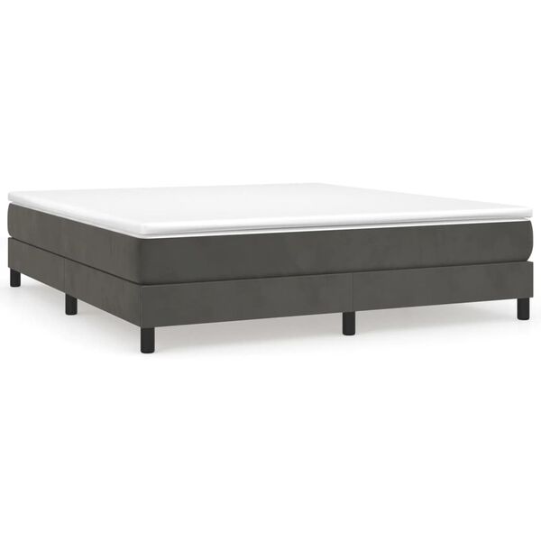 vidaXL Sommier à ressorts de lit gris foncé 183x213 cm velours